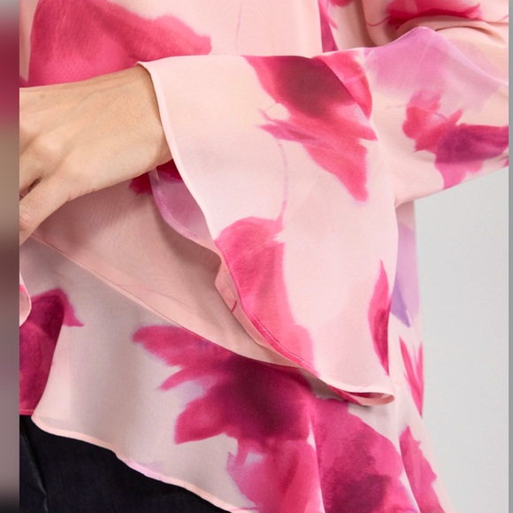 Laura Floral Ruffle Front Blouse Pink 122806 - Picture 4 of 10